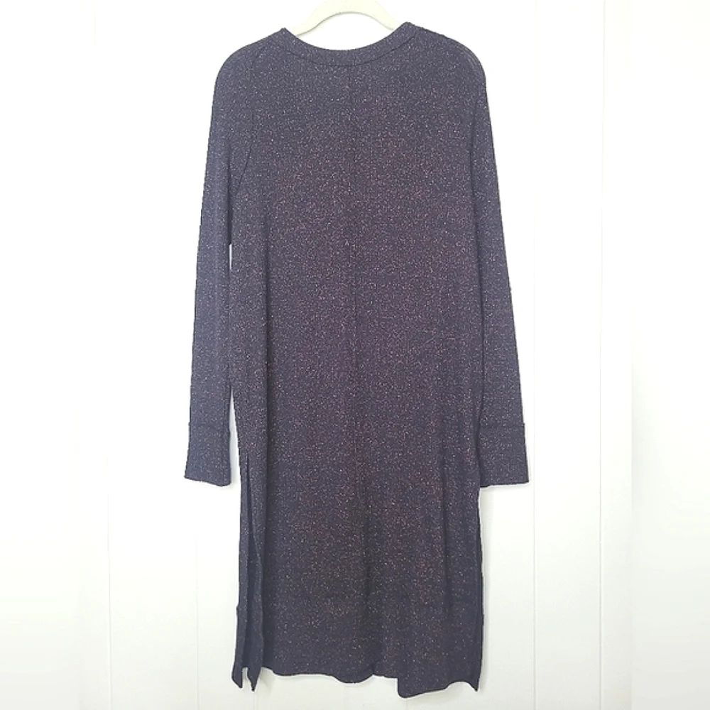 Free People We The Free Long Cardigan Duster Sweater Ribbed Button Up Glitter MD - Picture 10 of 12